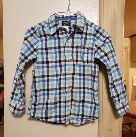 Boys Oshkosh B' Gosh blue striped button down shirt size 8 in great condition - Picture 2 of 3